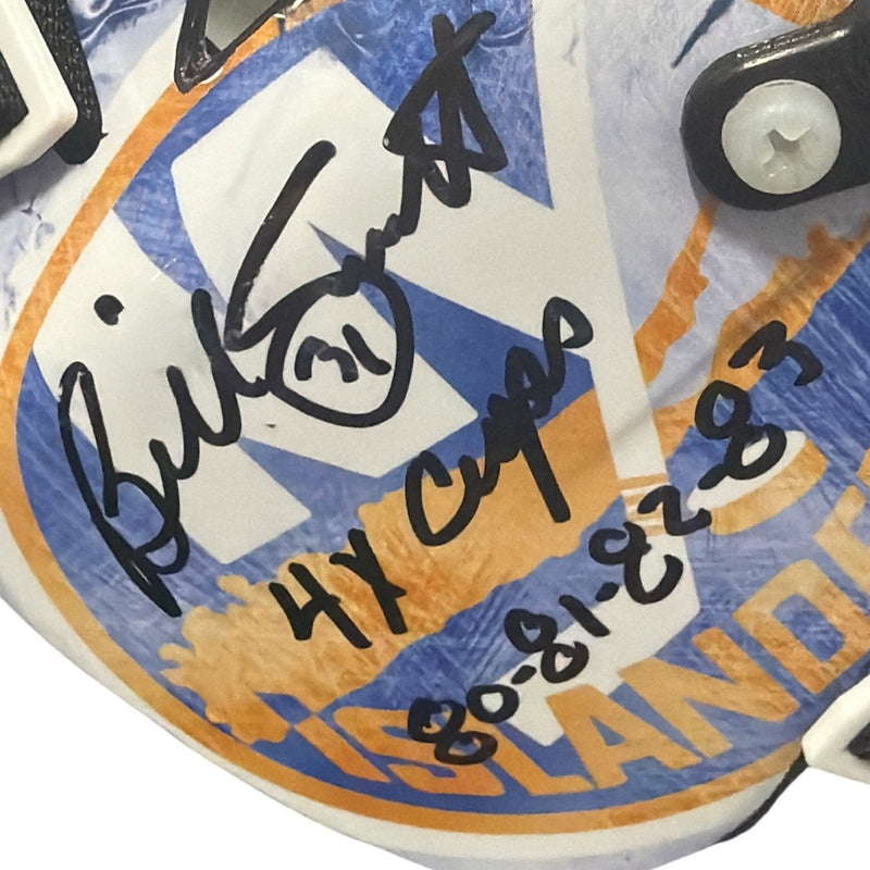 Billy Smith Signed New York Islanders Mini Goalie Mask w/ 4x Cup JSA Witness COA
