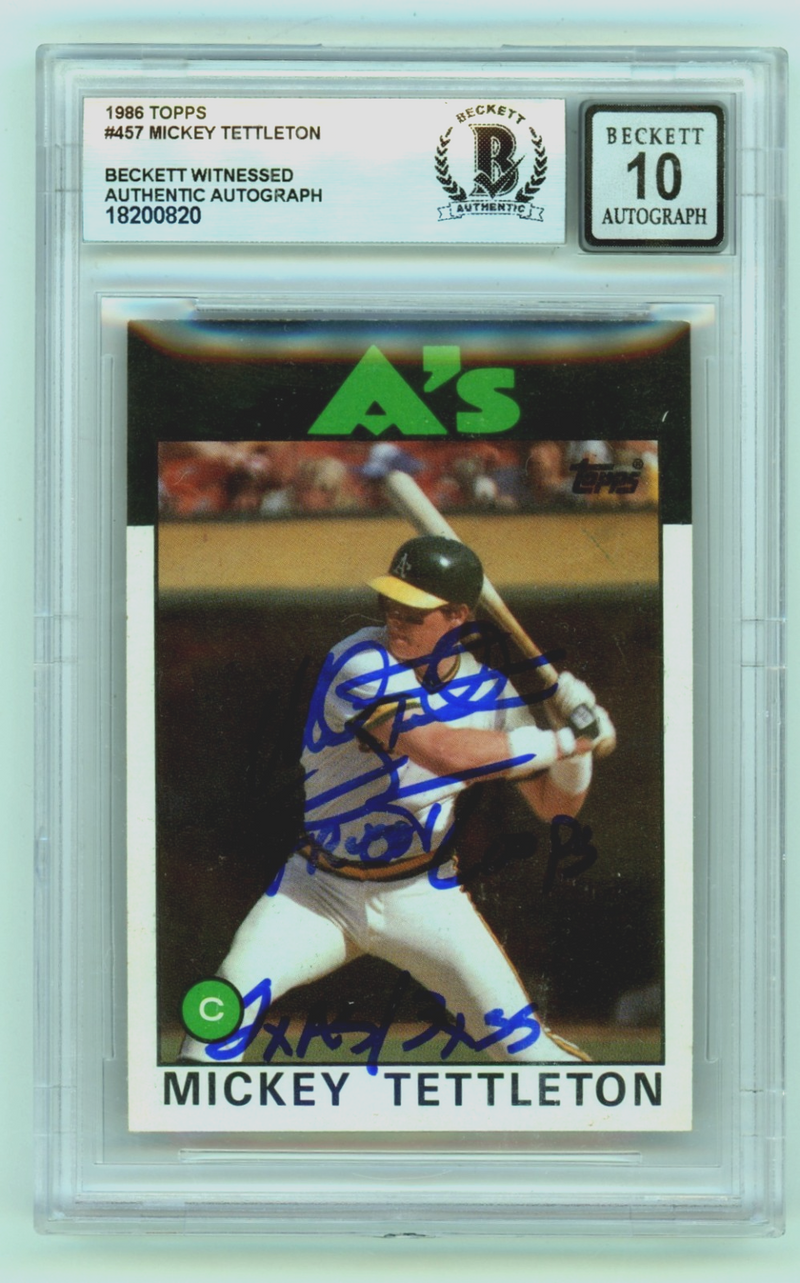 Mickey Tettleton 1986 Topps 457 Signed RC w/ 3 Inscriptions Beckett BGS 10 Auto