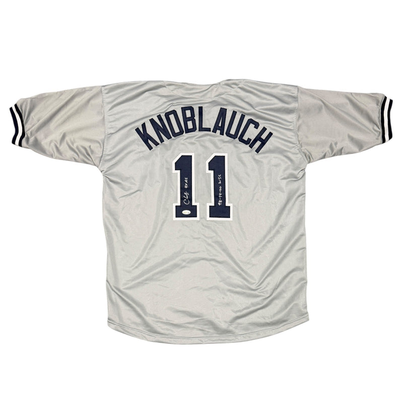 Chuck Knoblauch Signed New York Yankees Custom Jersey w/ 2 Insc JSA Witness COA