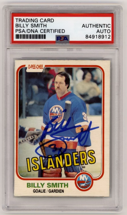 Billy Smith 1981-82 O-Pee-Chee OPC #207 Signed PSA Authentic Auto Islanders HOF