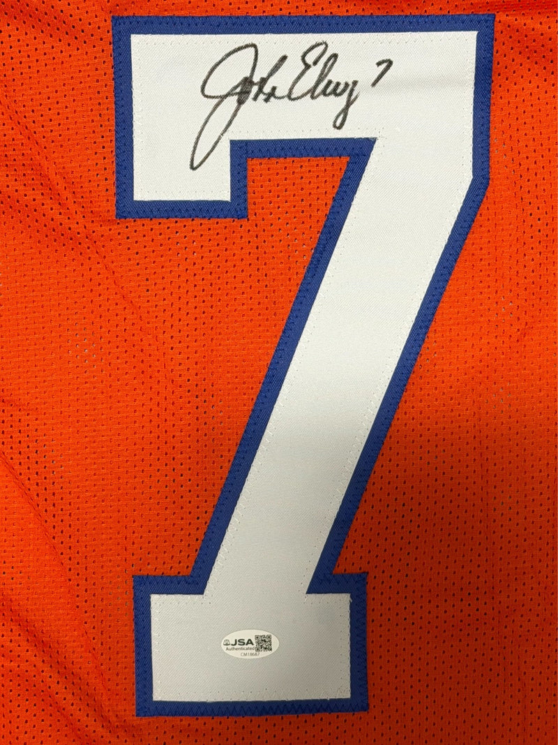 John Elway Signed Autographed Denver Broncos Custom Orange Jersey JSA COA