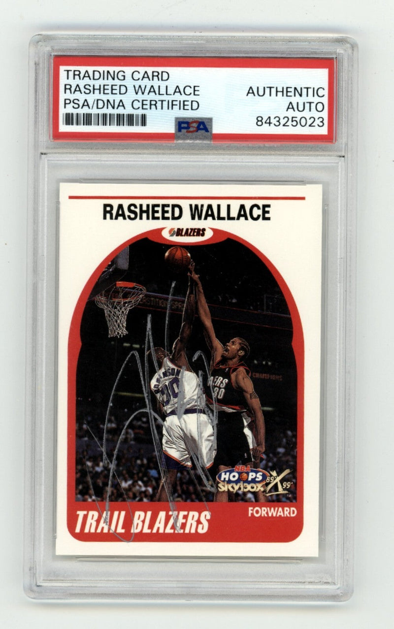 Rasheed Wallace 1999-00 Skybox NBA Hoops Decade Fleer #180 Signed PSA Auto