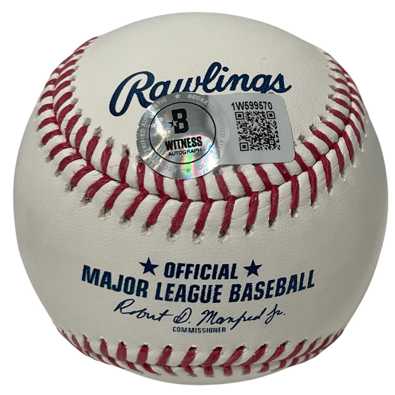 Todd Hollandsworth Signed ROMLB Baseball w/ 1996 NL ROY Beckett Witness BAS COA