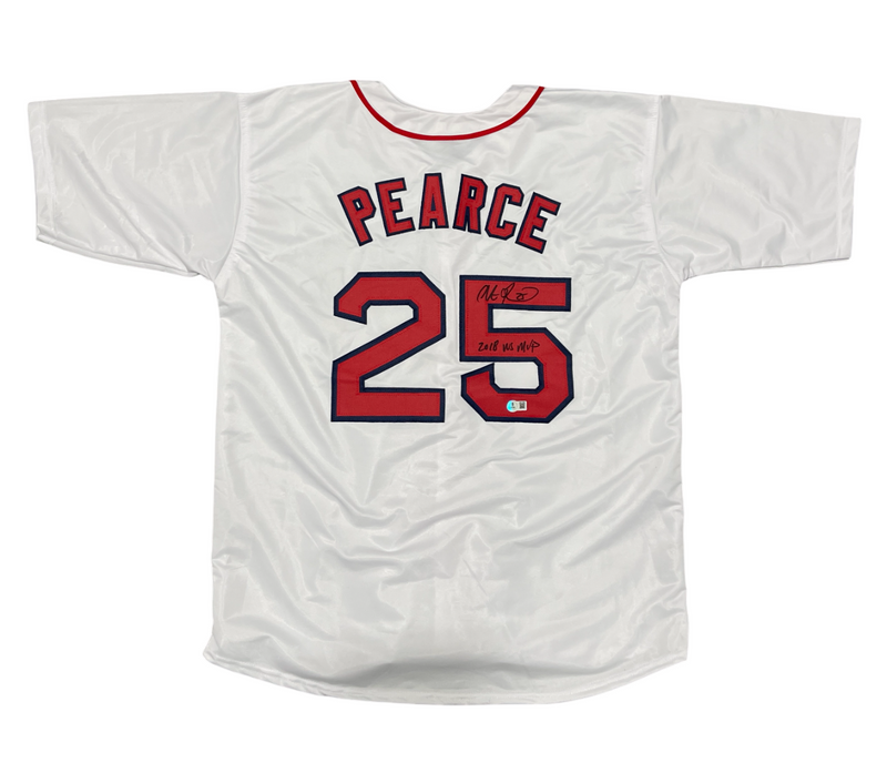 Steve Pearce Signed Boston Red Sox Custom Jersey w 2018 WS MVP Beckett W BAS COA