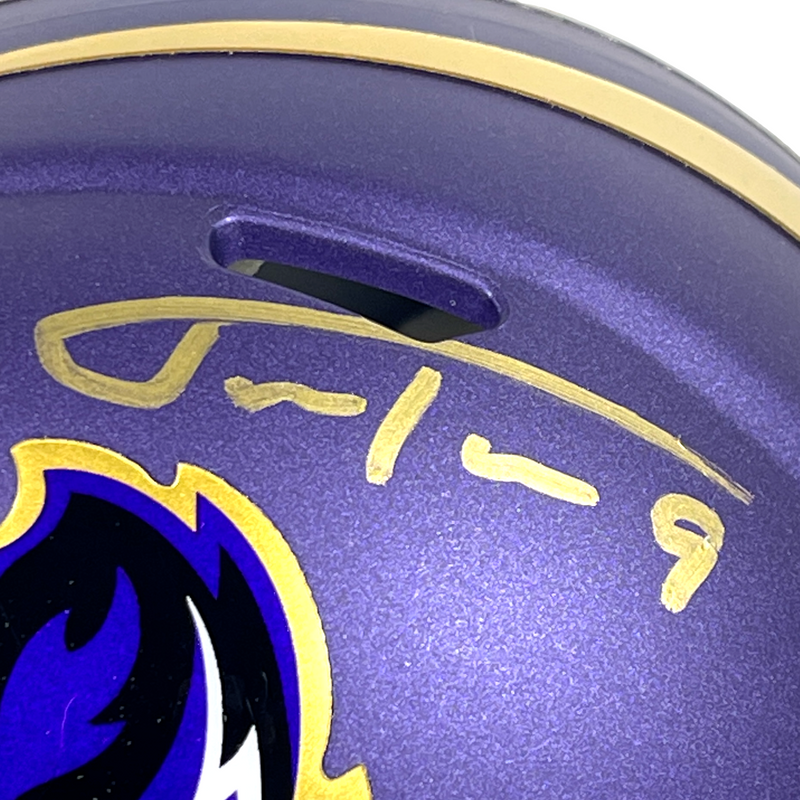 Justin Tucker Signed Ravens Alt 2024 Mini Helmet Beckett Witness BAS COA