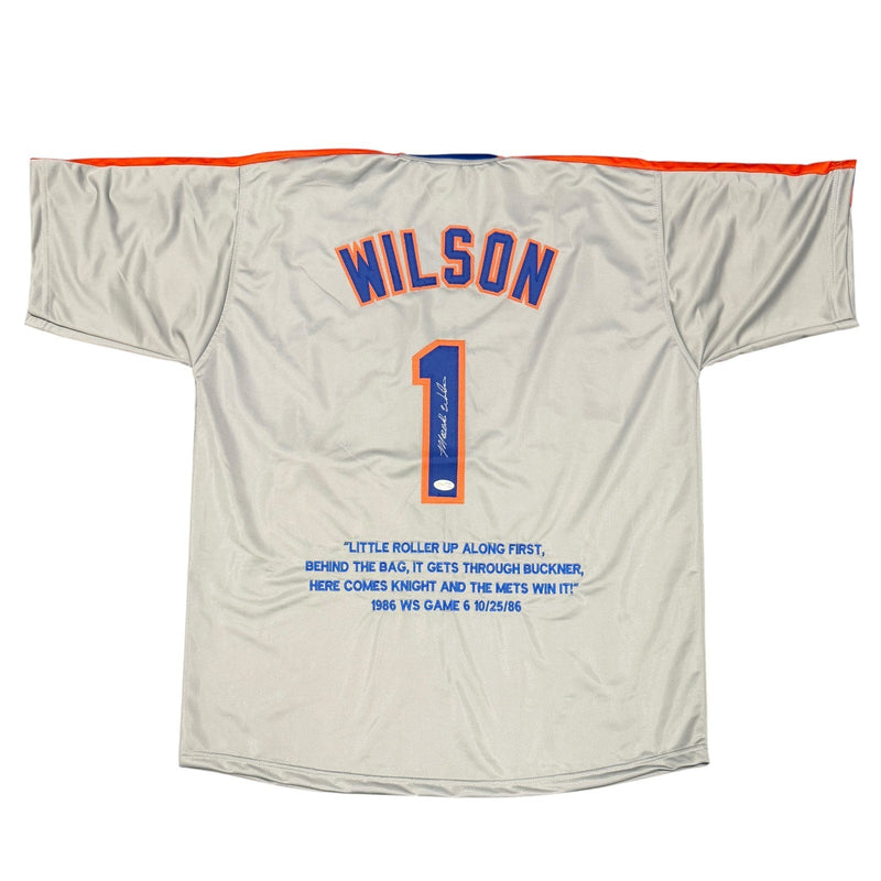 Mookie Wilson Signed NY Mets 1986 WS Play Embroidered LE Custom Jersey JSA W COA