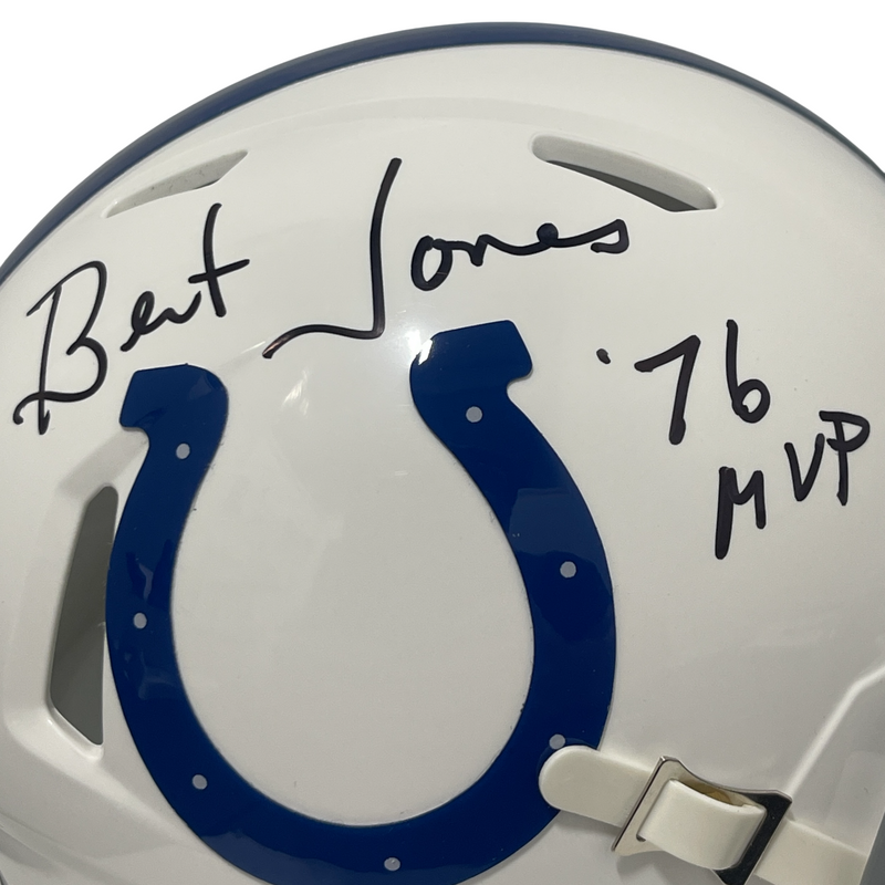Bert Jones Signed Colts Speed Mini Helmet w/ 76 MVP Beckett Witness BAS COA