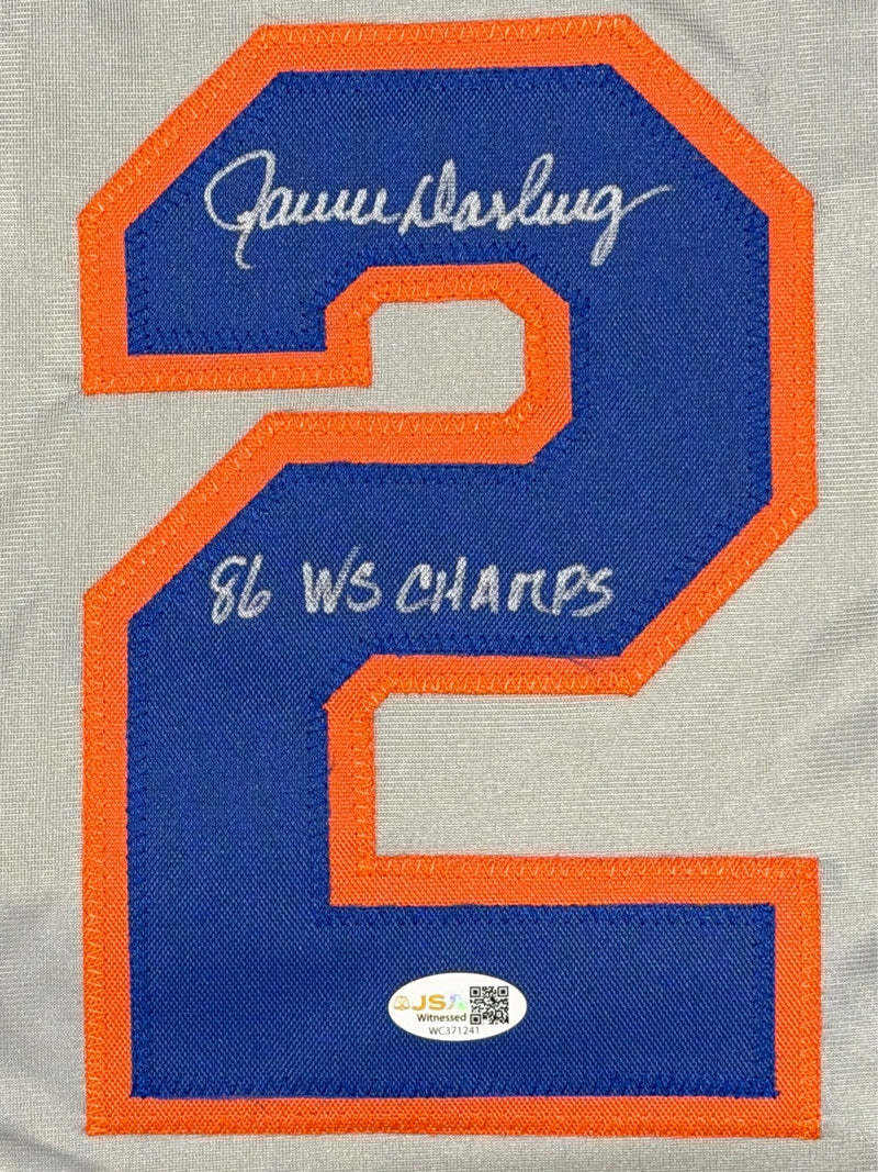 Ron Darling Signed New York Mets Custom Jersey w/ 86 WS Champs JSA Witness COA