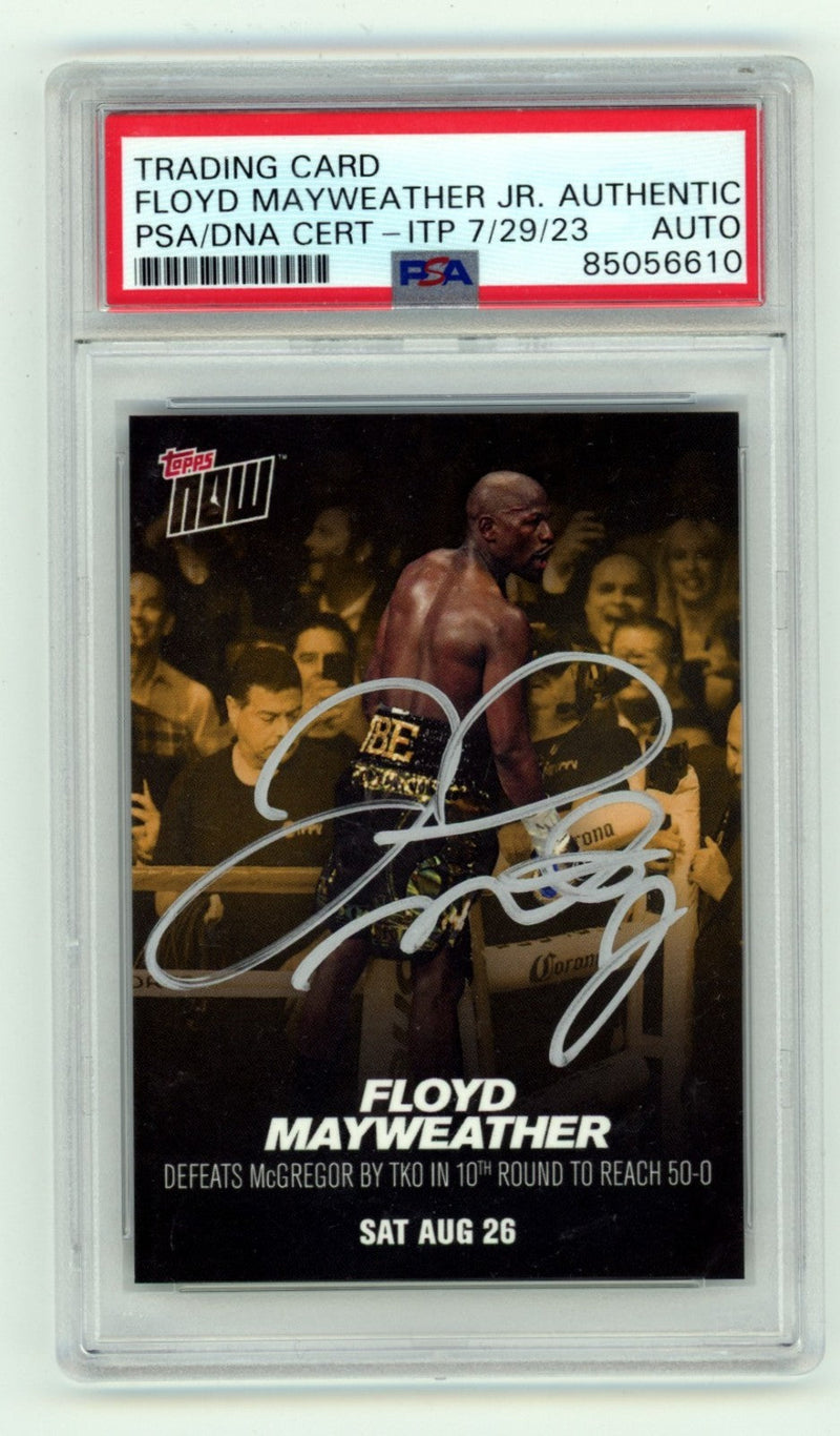 Floyd Mayweather Jr 2017 Topps Now Defeats McGregor Auto PSA Authentic Auto 50-0
