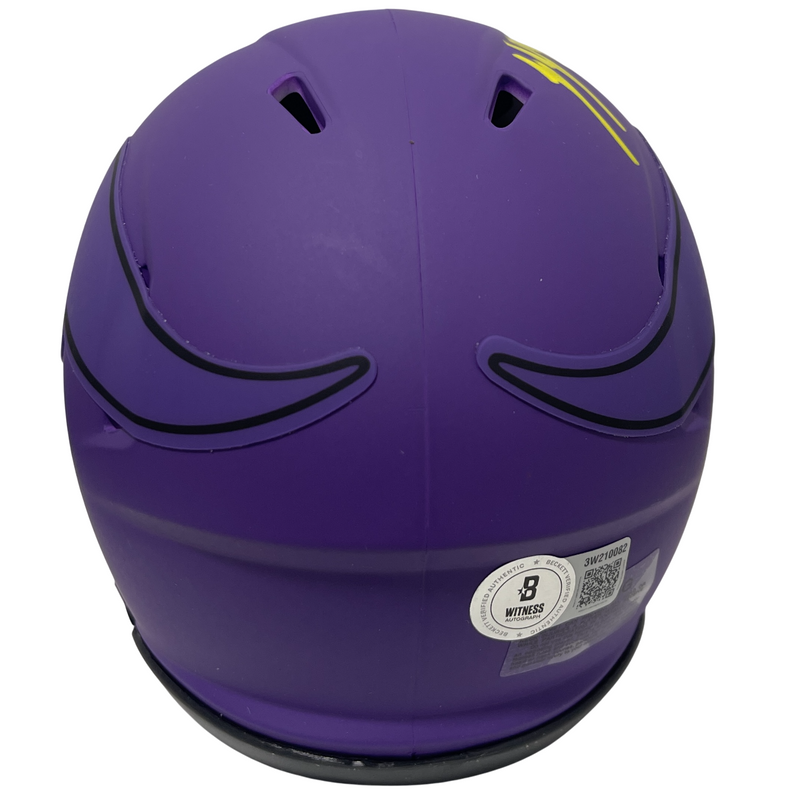 J.J. McCarthy Signed Minnesota Vikings Rave Mini Helmet Beckett Witness BAS COA