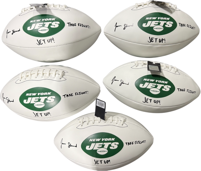 Jamien Sherwood Signed New York Jets White Football w/ 2x Ins Beckett W BAS COA