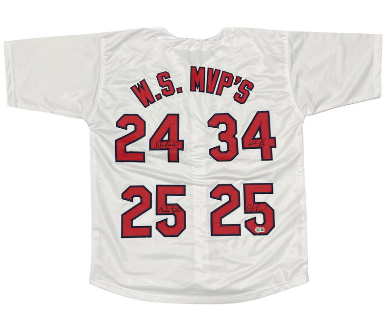 Ramirez Ortiz Lowell Pearce Signed Red Sox WS MVP Custom Jersey Beckett BAS COA