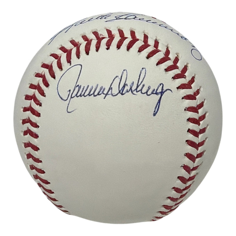 Gary Cohen Keith Hernandez & Ron Darling Signed ROMLB Baseball JSA COA Mets