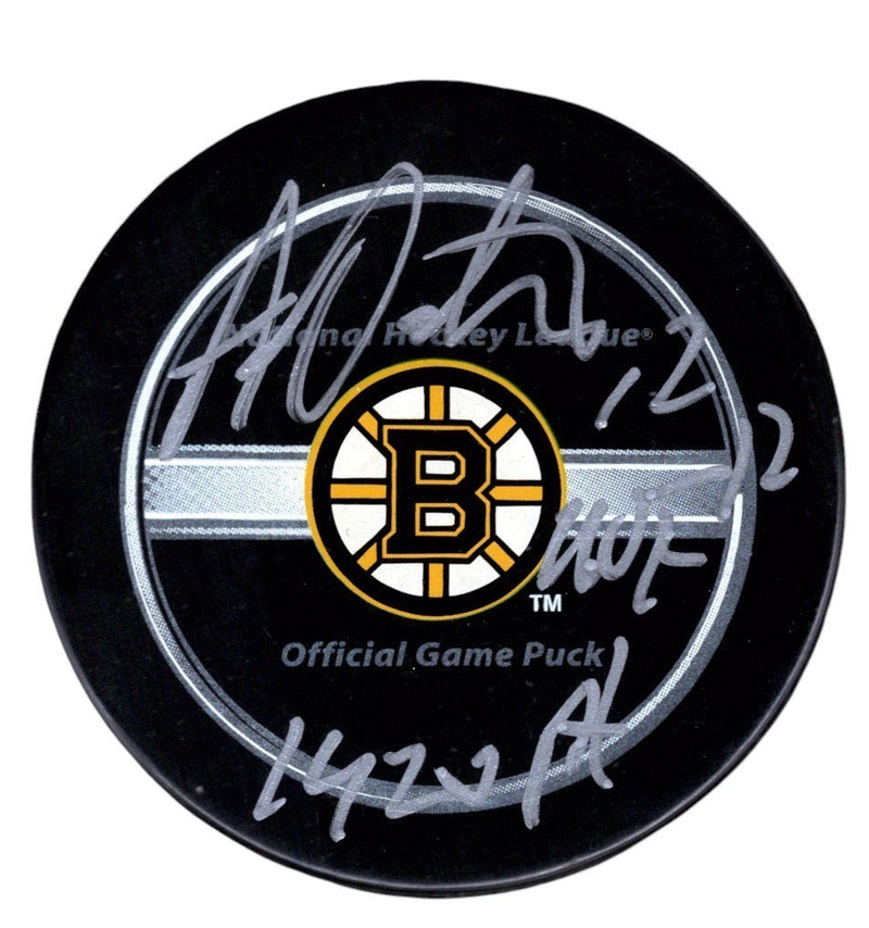 Adam Oates Signed Autographed Bruins Game Puck w/ HOF 12 + 1420 Pts JSA COA