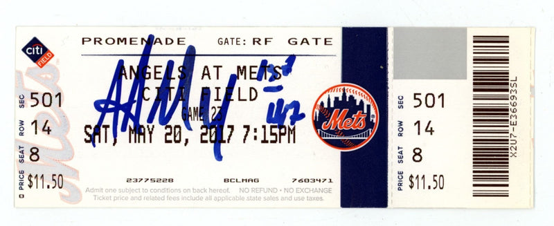 Alex Meyer Signed Auto 1st MLB Hit Ticket 5/20/2017 1st Hit Inscribed LSCM COA
