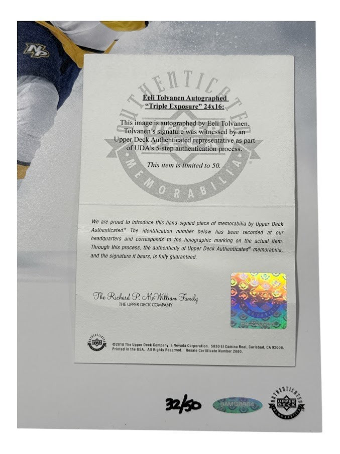 Eeli Tolvanen Signed Triple Exposure 24x16 Photo LE 32/50 Upper Deck UDA COA