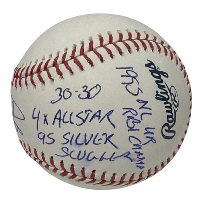 Dante Bichette Signed Autographed ROMLB Baseball w/ 5x Insc JSA COA Rockies