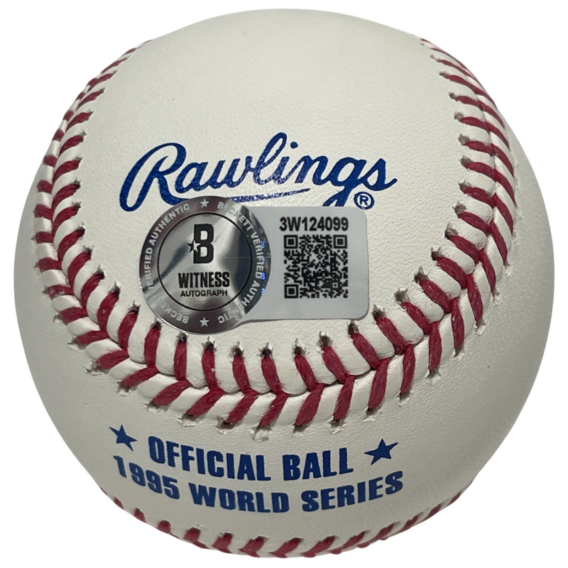 Fred McGriff Signed 1995 World Series WS Logo Baseball Beckett Witness BAS COA