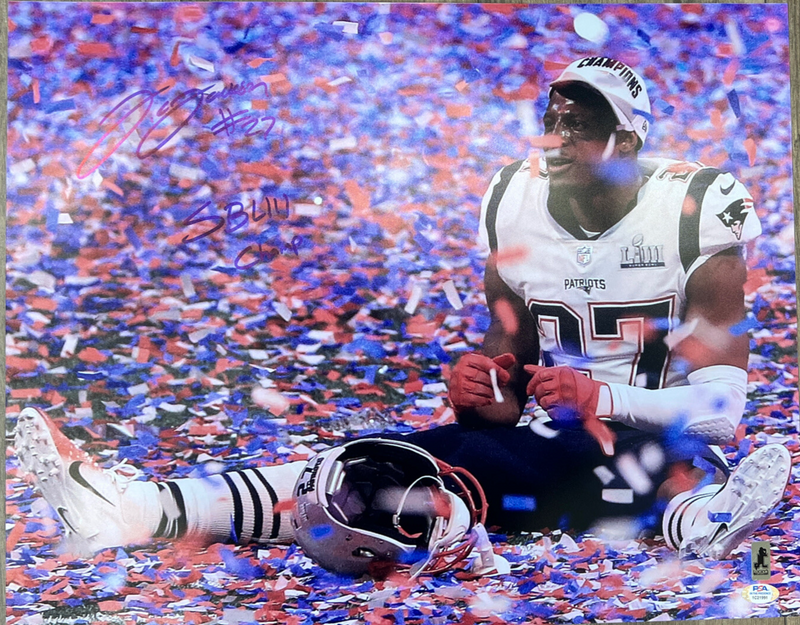 JC Jackson Signed 16x20 Photo New England Patriots w/ SB LIV Champs PSA COA