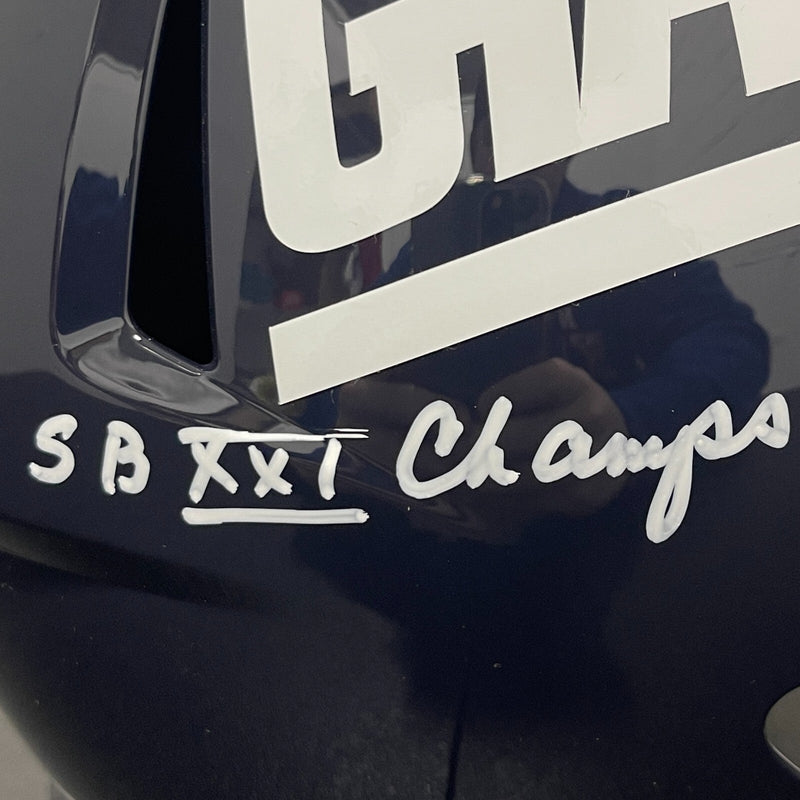 Harry Carson Signed Giants TB FS Full Size Helmet w/ 3x Ins Beckett Wit BAS COA