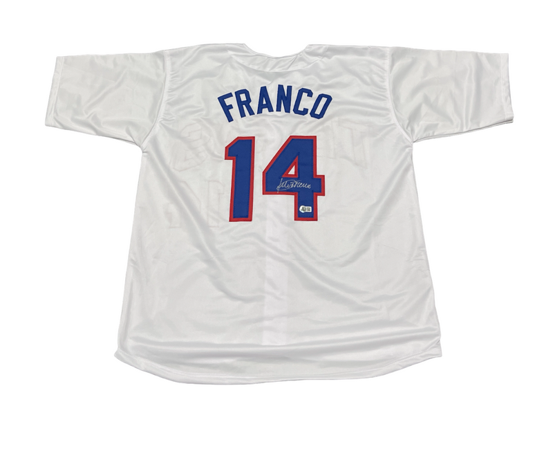 Julio Franco Signed Texas Rangers Custom Jersey Beckett Witness BAS COA