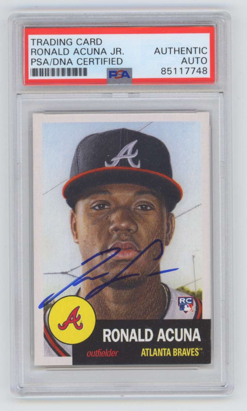 Ronald Acuna Jr 2018 Topps Living Set #19 Rookie RC Signed PSA Authentic Auto