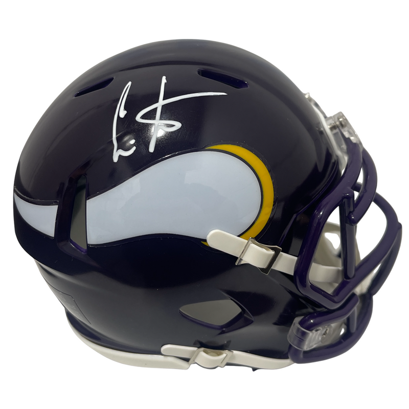 Cris Carter Signed Minnesota Vikings TB Mini Helmet Beckett Witness BAS COA