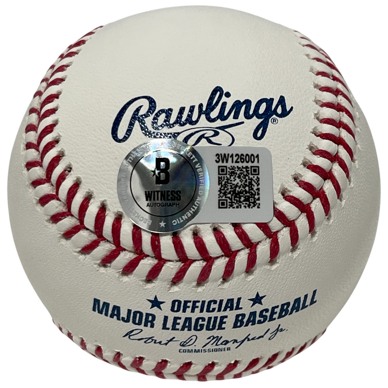 Terry Steinbach Signed ROMLB Baseball w/ 89 WSC Insc. Beckett Witness BAS COA