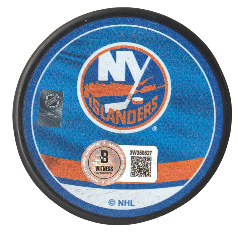 Bob Nystrom Signed Islanders Reverse Retro Puck w/ 4x Cup Beckett Wit BAS COA