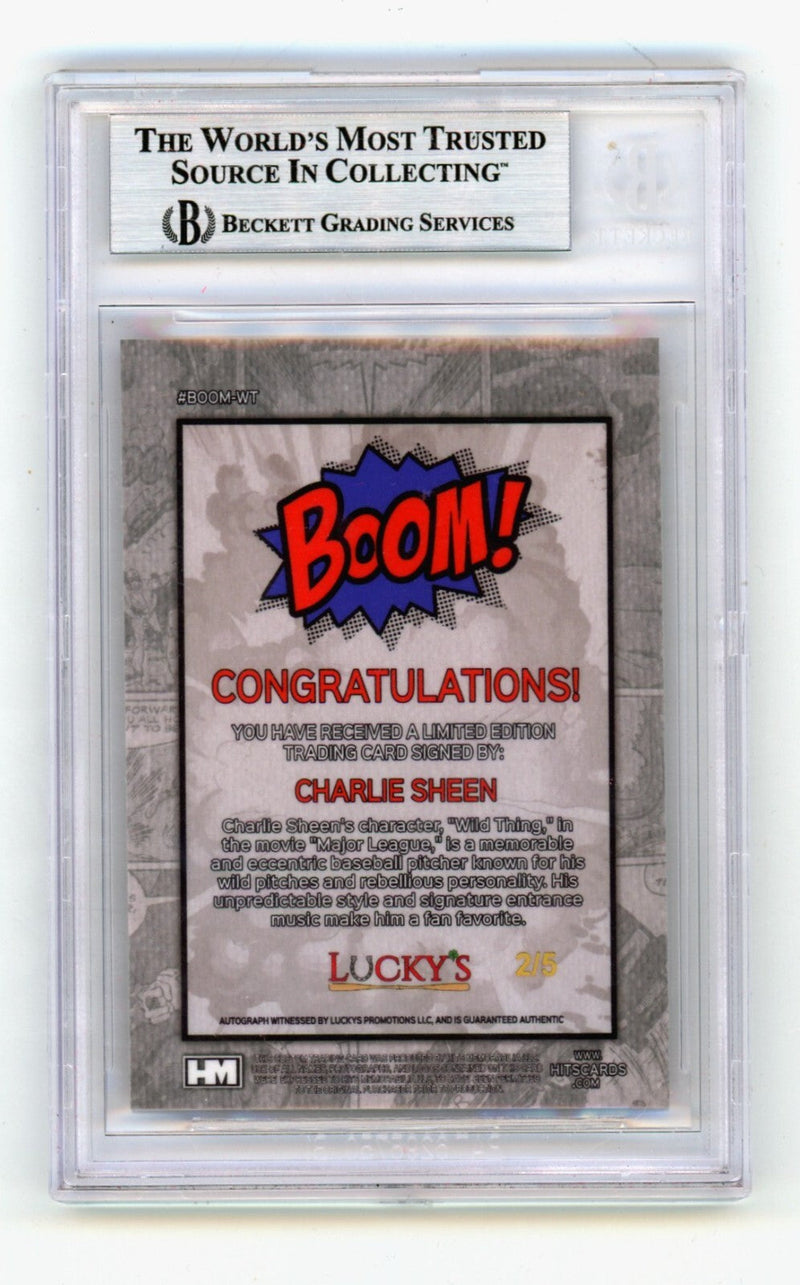 Charlie Sheen 2024 Hits Memorabilia BOOM Red /5 Signed BGS BAS Auto Wild Thing