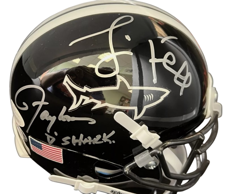 Jamie Foxx & Lawrence Taylor Signed Any Given Sunday Sharks Mini Helmet PSA JSA