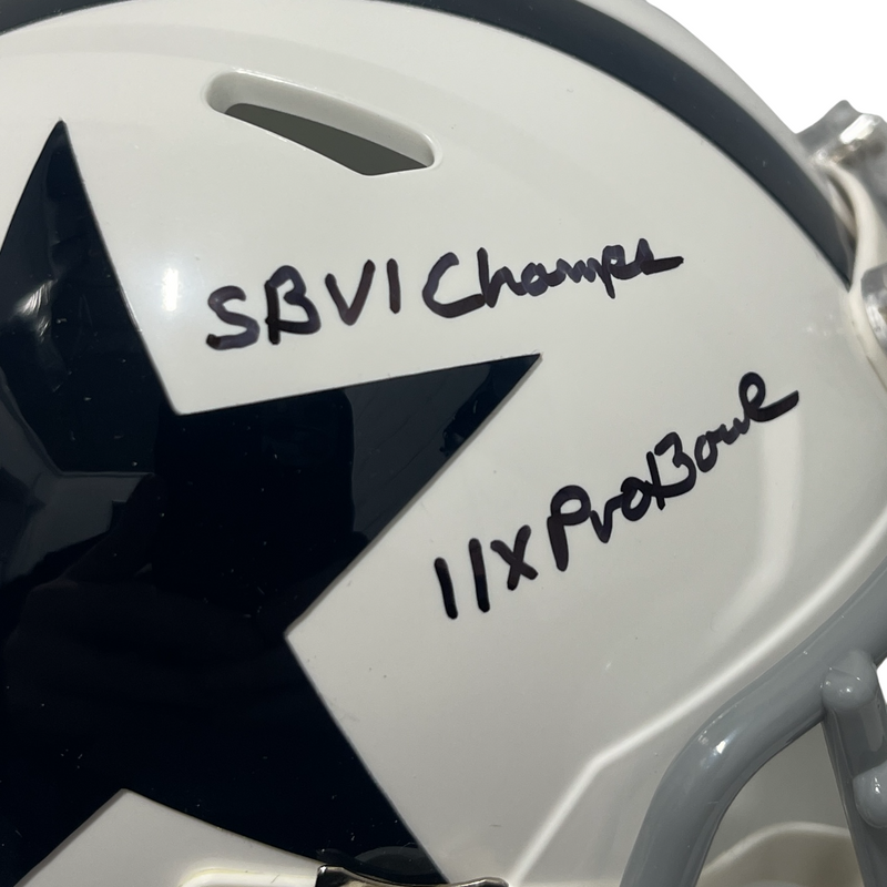 Bob Lilly Signed TB Cowboys Mini Helmet w/ 4 Ins Beckett Witness BAS COA
