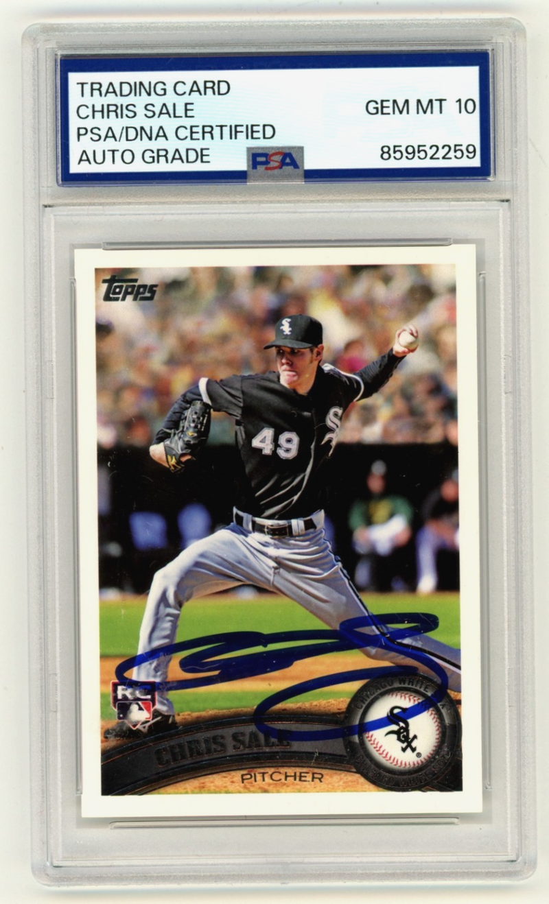 Chris Sale Signed 2011 Topps #65 Rookie RC PSA 10 Auto White Sox