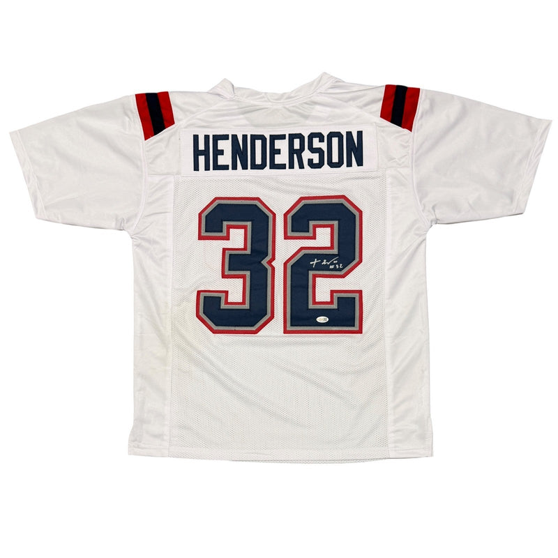 TreVeyon Henderson Signed New England Patriots Custom Jersey JSA Witness COA