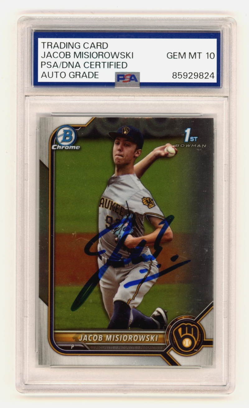 Jacob Misiorowski 2022 Bowman Chrome 1st Signed Auto Rookie RC PSA 10 Auto