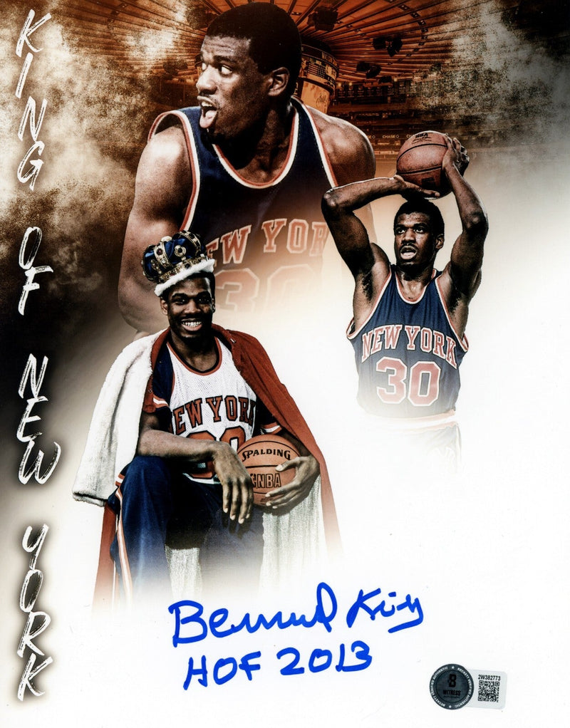Bernard King Signed NY Knicks 8x10 Photo w/ HOF 2013 Beckett Witness BAS COA #8