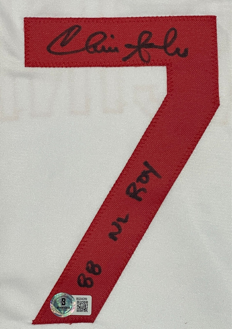 Chris Sabo Signed Autographed Reds Custom Jersey w/ 88 NL ROY Beckett BAS COA