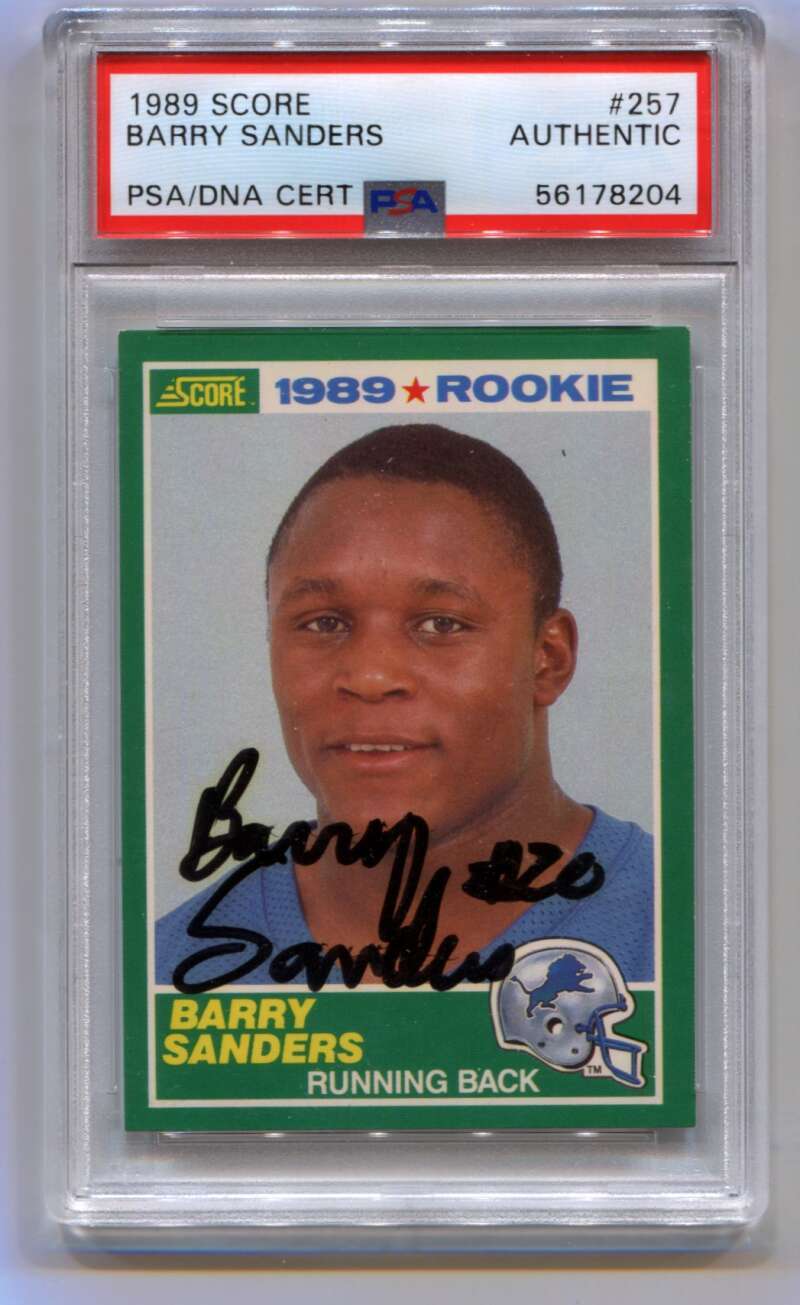 Barry Sanders 1989 Score Rookie RC Early Signature Lions Signed Auto PSA DNA