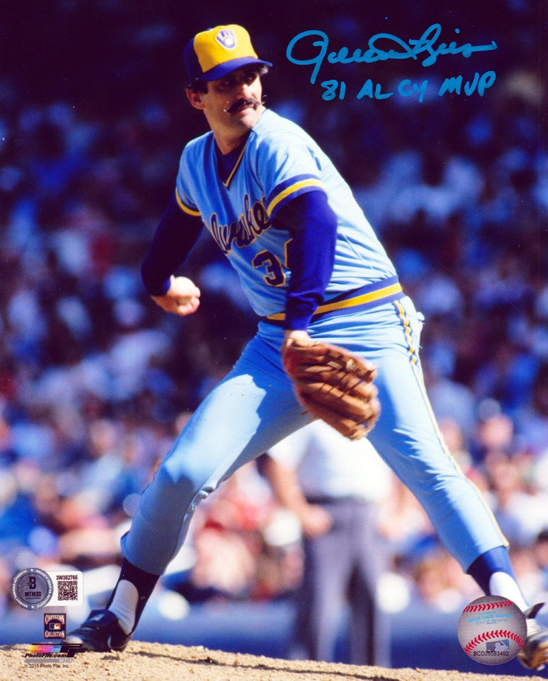 Rollie Fingers Signed Brewers 8x10 Photo File w/ 81 AL CY MVP Beckett BAS W COA