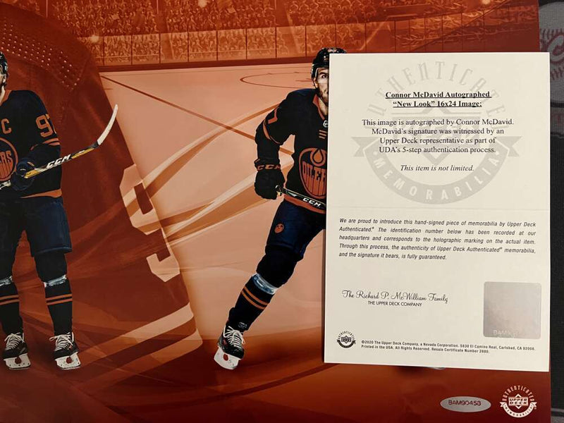 Connor McDavid Signed 16x24 Photo "New Look" Upper Deck UDA COA Oilers