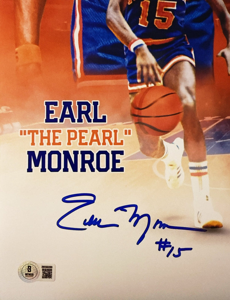Earl Monroe & Walt Frazier Dual Signed 16x20 Photo LE # Beckett Witness BAS COA
