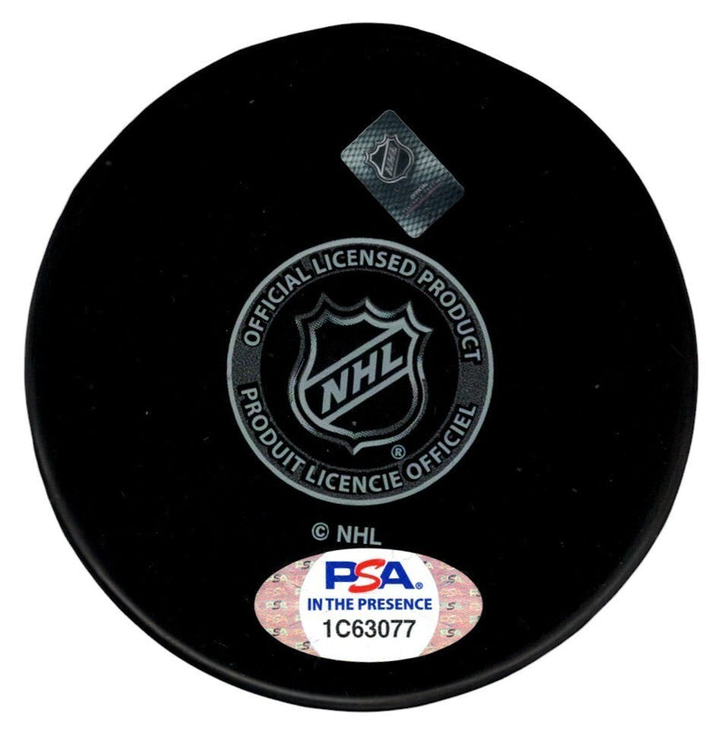 Billy Smith Signed New York Islanders Logo Puck w/ 1982 Vezina PSA ITP COA