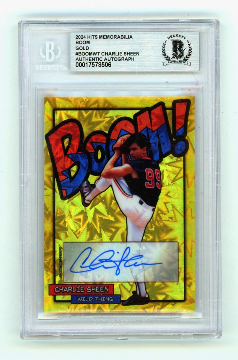 Charlie Sheen 2024 Hits Memorabilia BOOM Gold /10 Signed BGS BAS Auto Wild Thing