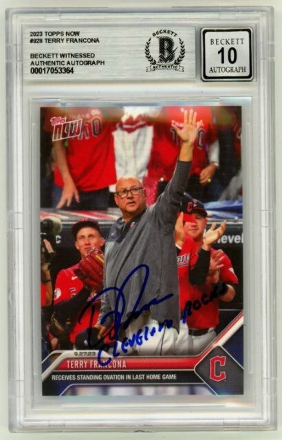 Terry Francona 2023 Topps Now 928 Cleveland Rocks Signed Beckett BAS BGS 10 Auto