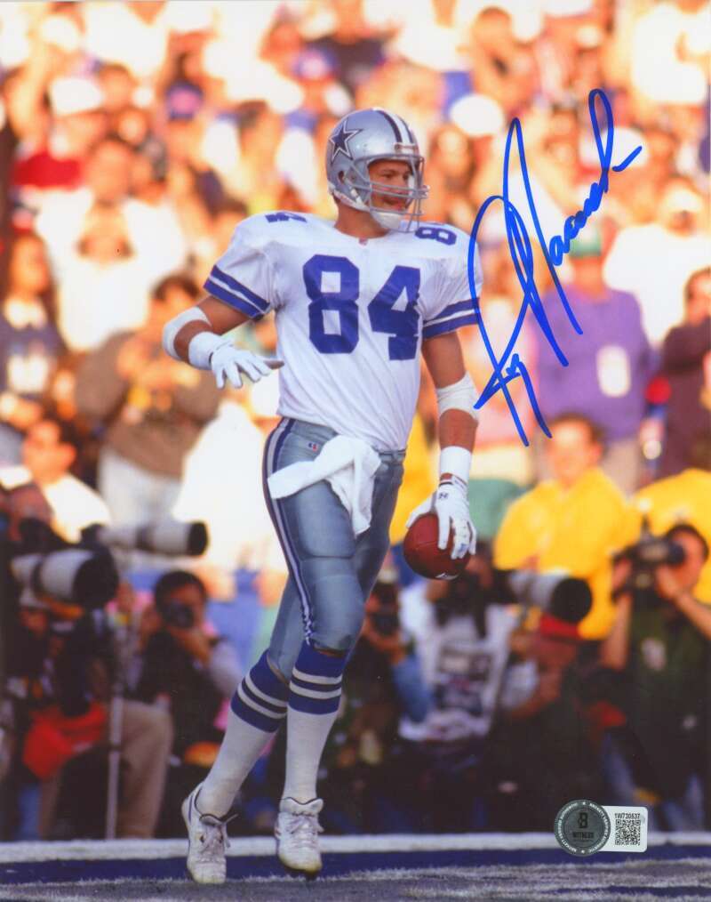 Jay Novacek Signed Dallas Cowboys 8x10 Photo  Beckett Witness BAS COA #2