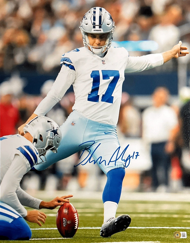 Brandon Aubrey Signed 16x20 Photo Dallas Cowboys Beckett Witness BAS COA #1