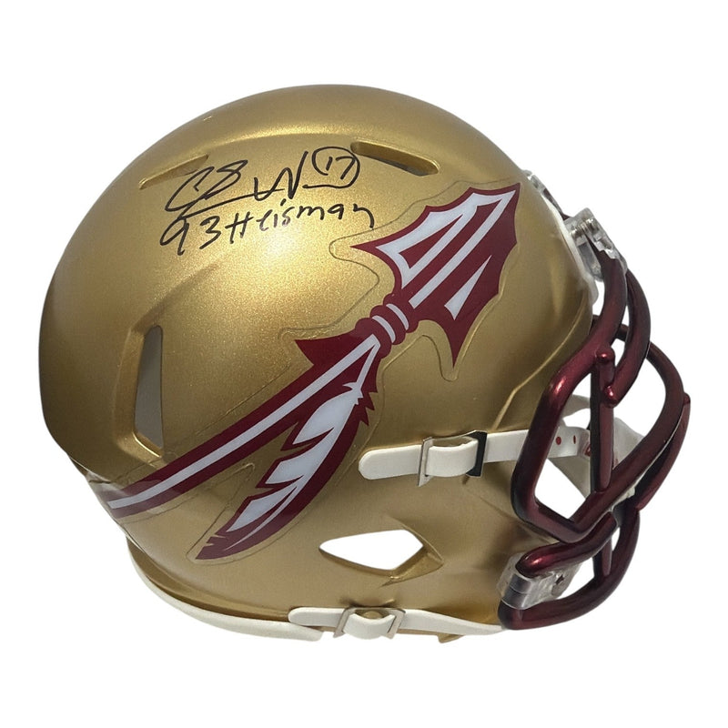 Charlie Ward Signed Florida State Gold Mini Helmet w/ 93 Heisman JSA Witness COA