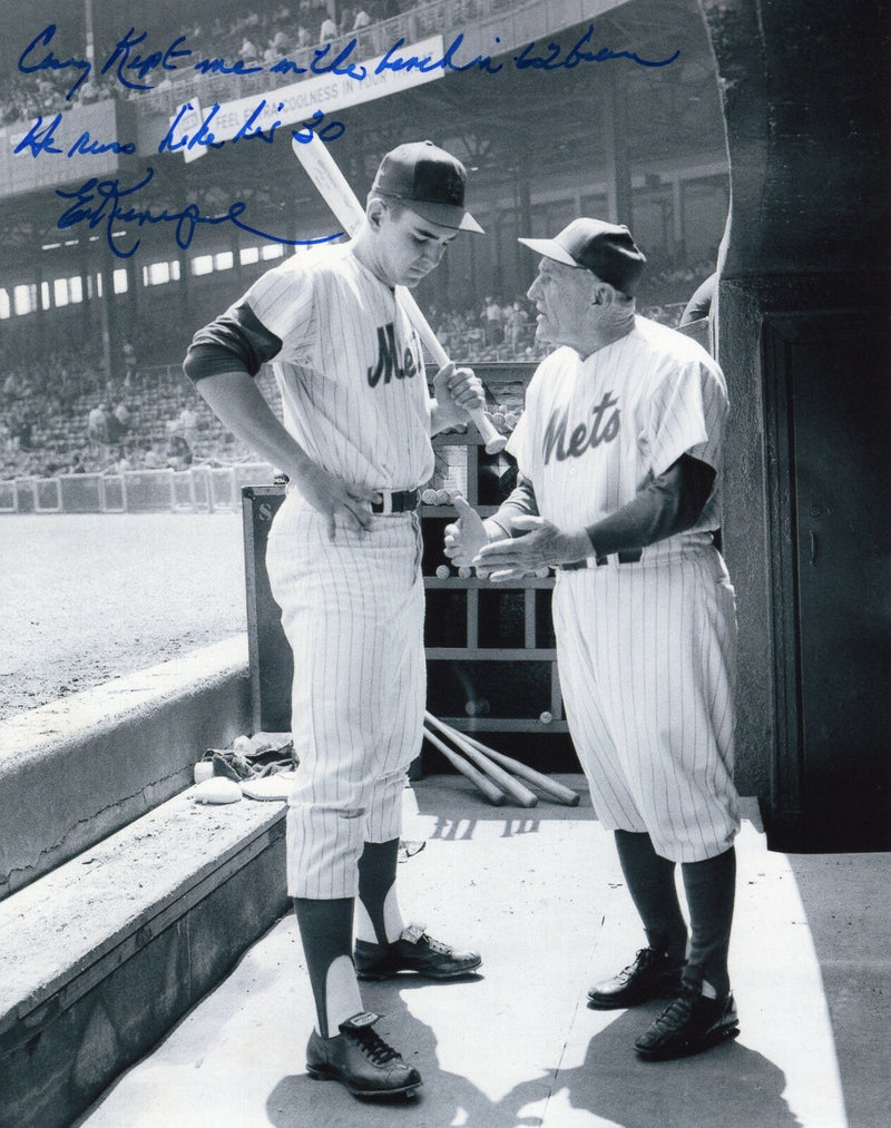 Ed Kranepool Signed New York Mets 8x10 Photo LSCM COA w/ Casey Stengel #7