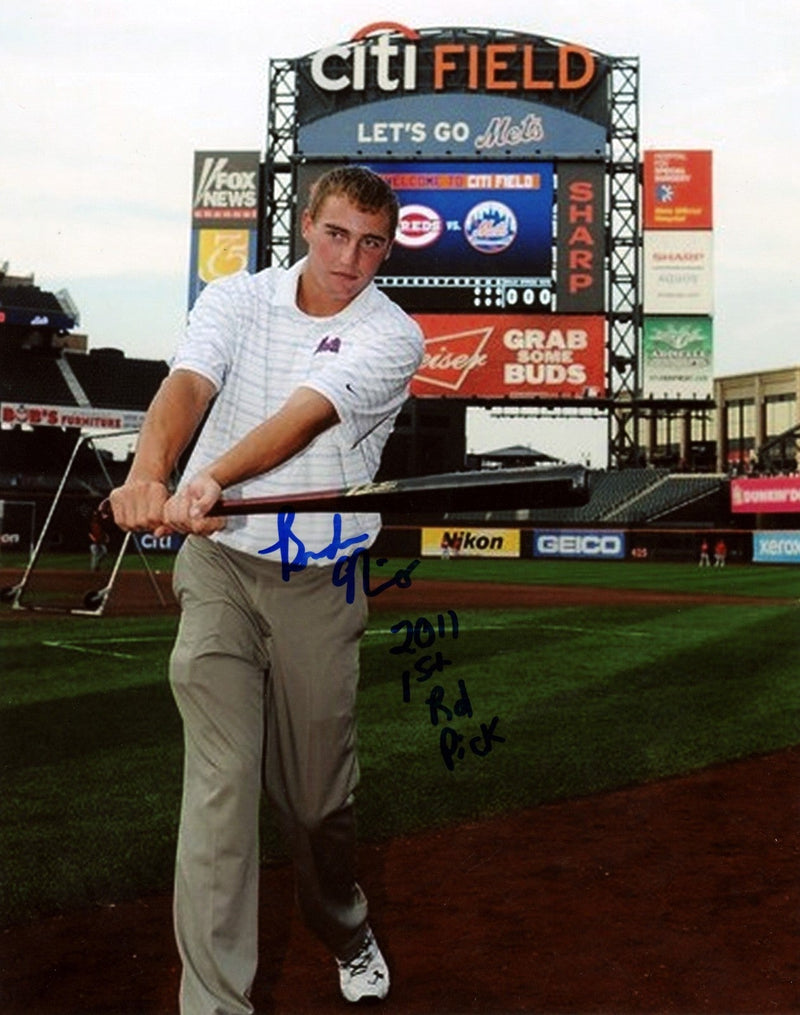 Brandon Nimmo Signed New York Mets 8x10 Photo w/ 2011 1st Rd Pick LSCM COA #1