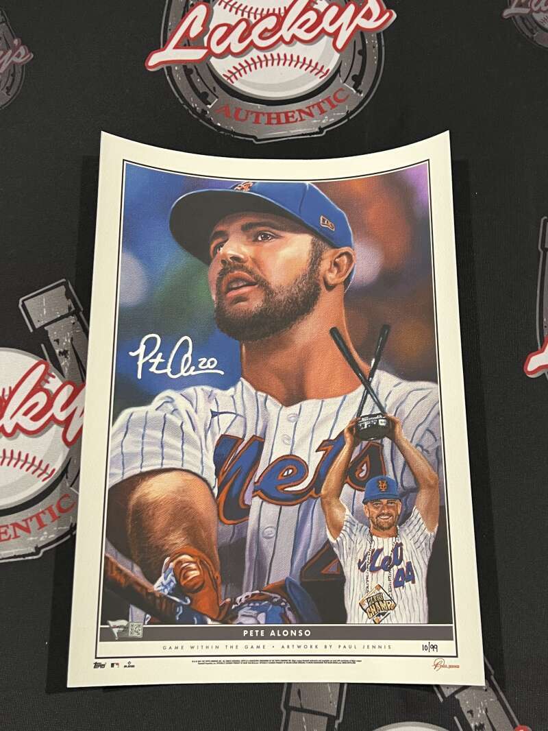 Pete Alonso Signed Auto Topps Game within the Game Art Print #10/99 Fanatics COA